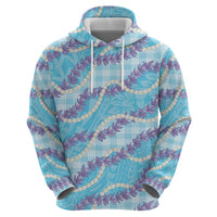 Blue Hawaii Palaka Honohono Pikake Hoodie Hawaiian Orchid Lei Polynesian Pattern - Polynesian Pride
