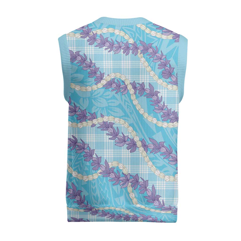 Blue Hawaii Palaka Honohono Pikake Christmas Knitted V-Neck Vest Hawaiian Orchid Lei Polynesian Pattern - Polynesian Pride