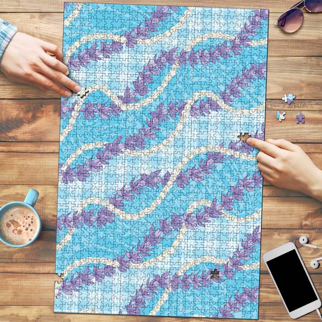 Blue Hawaii Palaka Honohono Pikake Puzzle Hawaiian Orchid Lei Polynesian Pattern LT14 Blue - Polynesian Pride