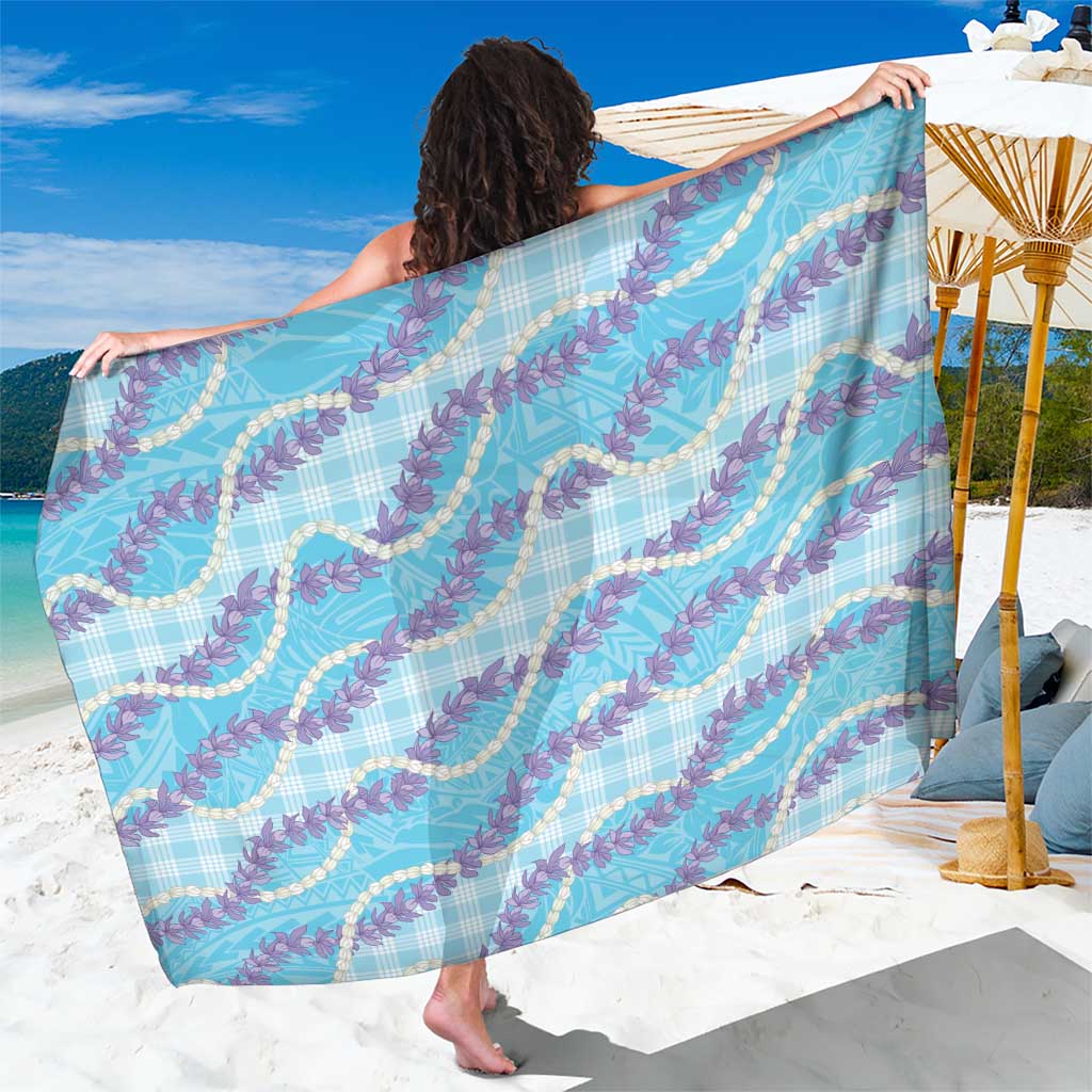 Blue Hawaii Palaka Honohono Pikake Sarong Hawaiian Orchid Lei Polynesian Pattern LT14 One Size 44 x 66 inches Blue - Polynesian Pride