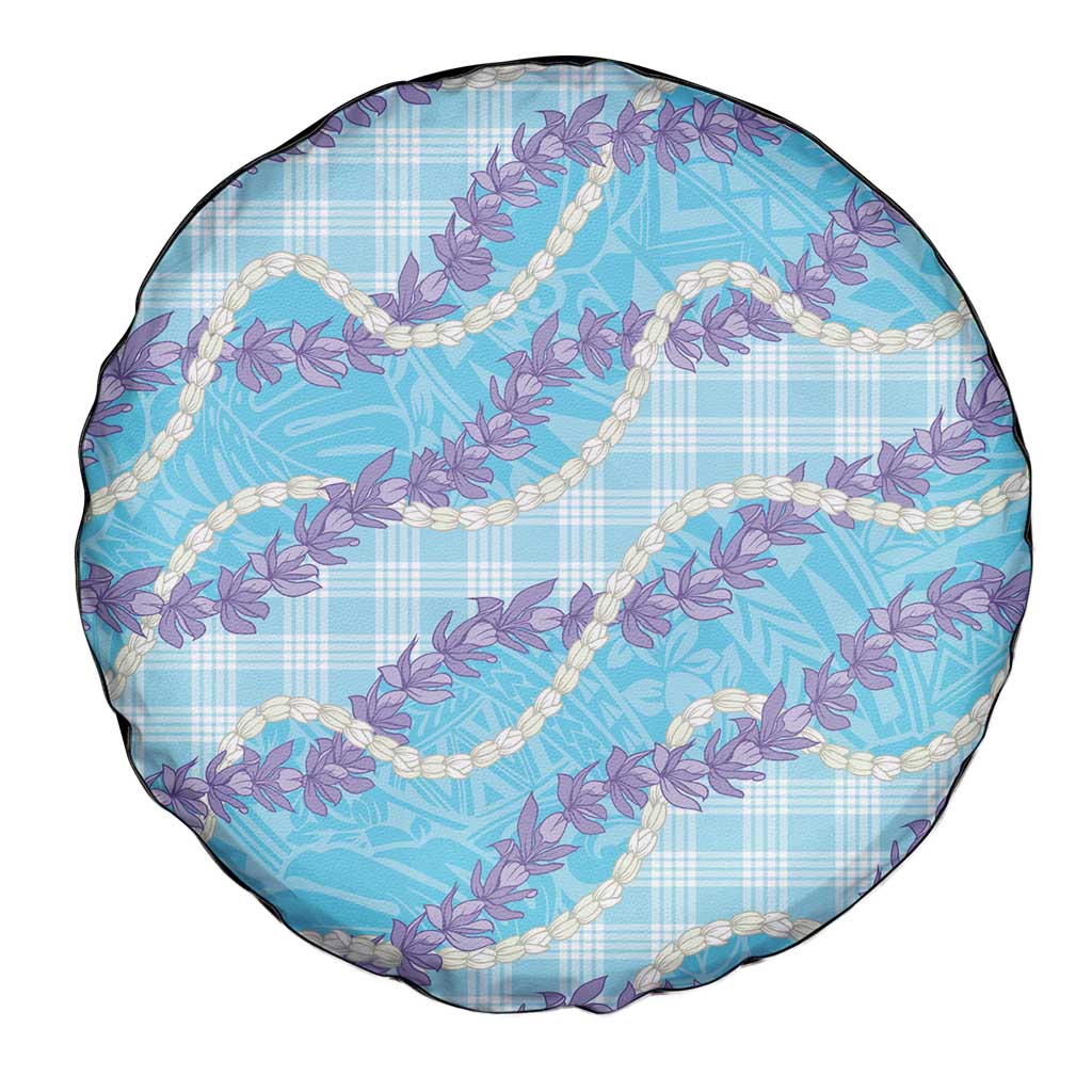 Blue Hawaii Palaka Honohono Pikake Spare Tire Cover Hawaiian Orchid Lei Polynesian Pattern - Polynesian Pride