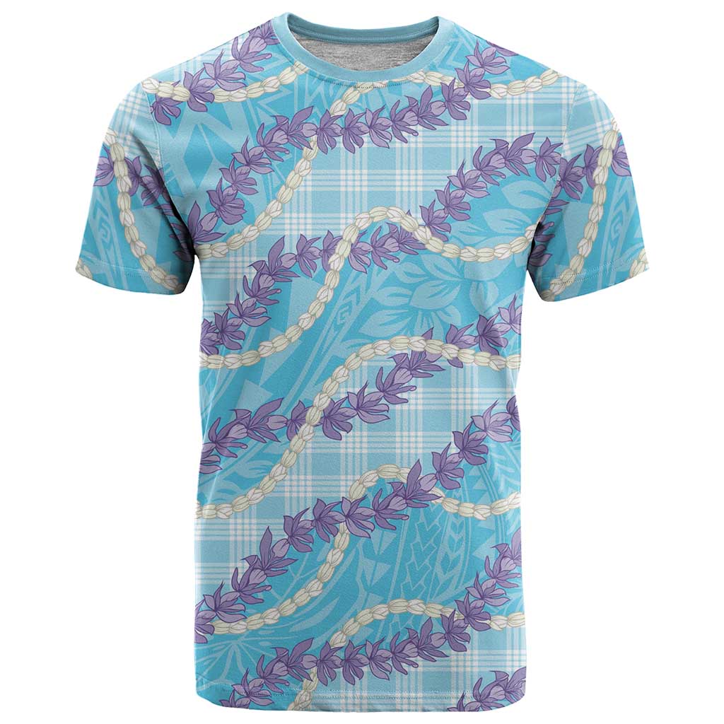 Blue Hawaii Palaka Honohono Pikake T Shirt Hawaiian Orchid Lei Polynesian Pattern - Polynesian Pride