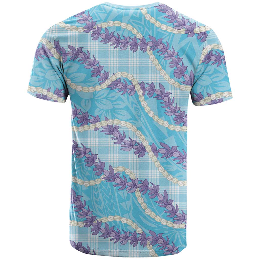 Blue Hawaii Palaka Honohono Pikake T Shirt Hawaiian Orchid Lei Polynesian Pattern - Polynesian Pride