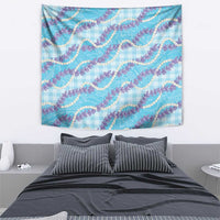 Blue Hawaii Palaka Honohono Pikake Tapestry Hawaiian Orchid Lei Polynesian Pattern - Polynesian Pride