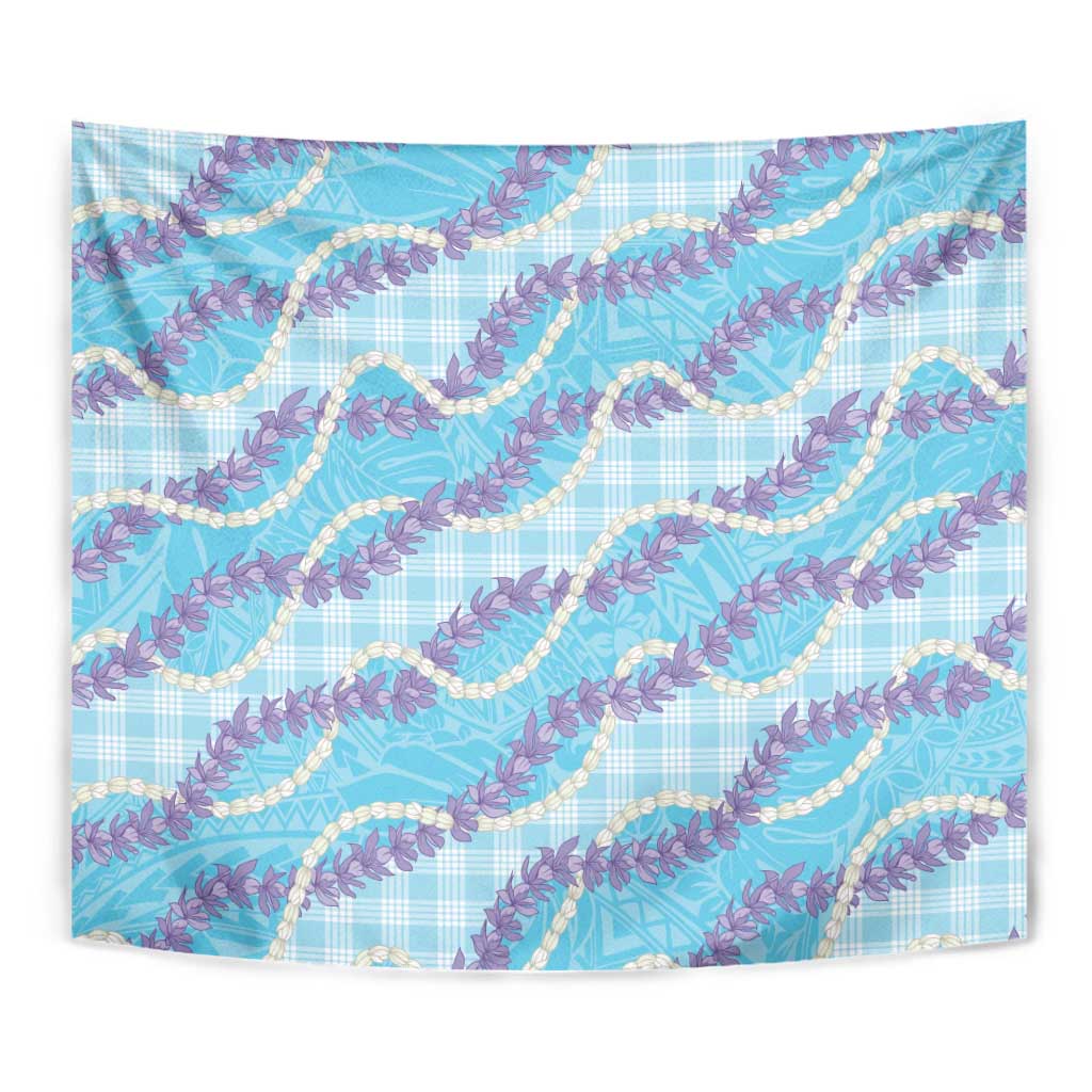 Blue Hawaii Palaka Honohono Pikake Tapestry Hawaiian Orchid Lei Polynesian Pattern - Polynesian Pride