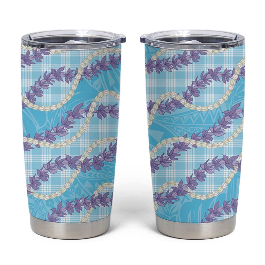 Blue Hawaii Palaka Honohono Pikake Tumbler Cup Hawaiian Orchid Lei Polynesian Pattern - Polynesian Pride