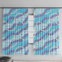 Blue Hawaii Palaka Honohono Pikake Window Curtain Hawaiian Orchid Lei Polynesian Pattern - Polynesian Pride