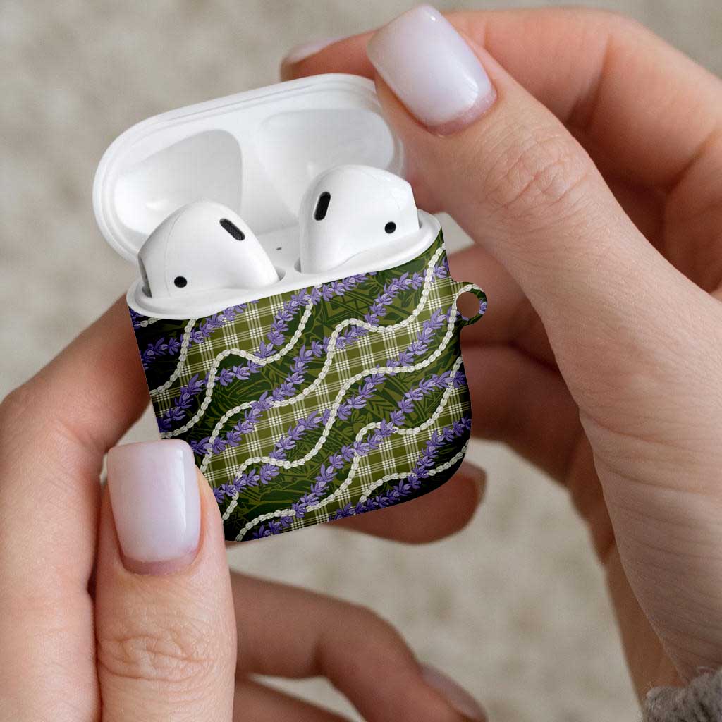 Green Hawaii Palaka Honohono Pikake AirPods Case Hawaiian Orchid Lei Polynesian Pattern - Polynesian Pride