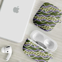 Green Hawaii Palaka Honohono Pikake AirPods Case Hawaiian Orchid Lei Polynesian Pattern - Polynesian Pride