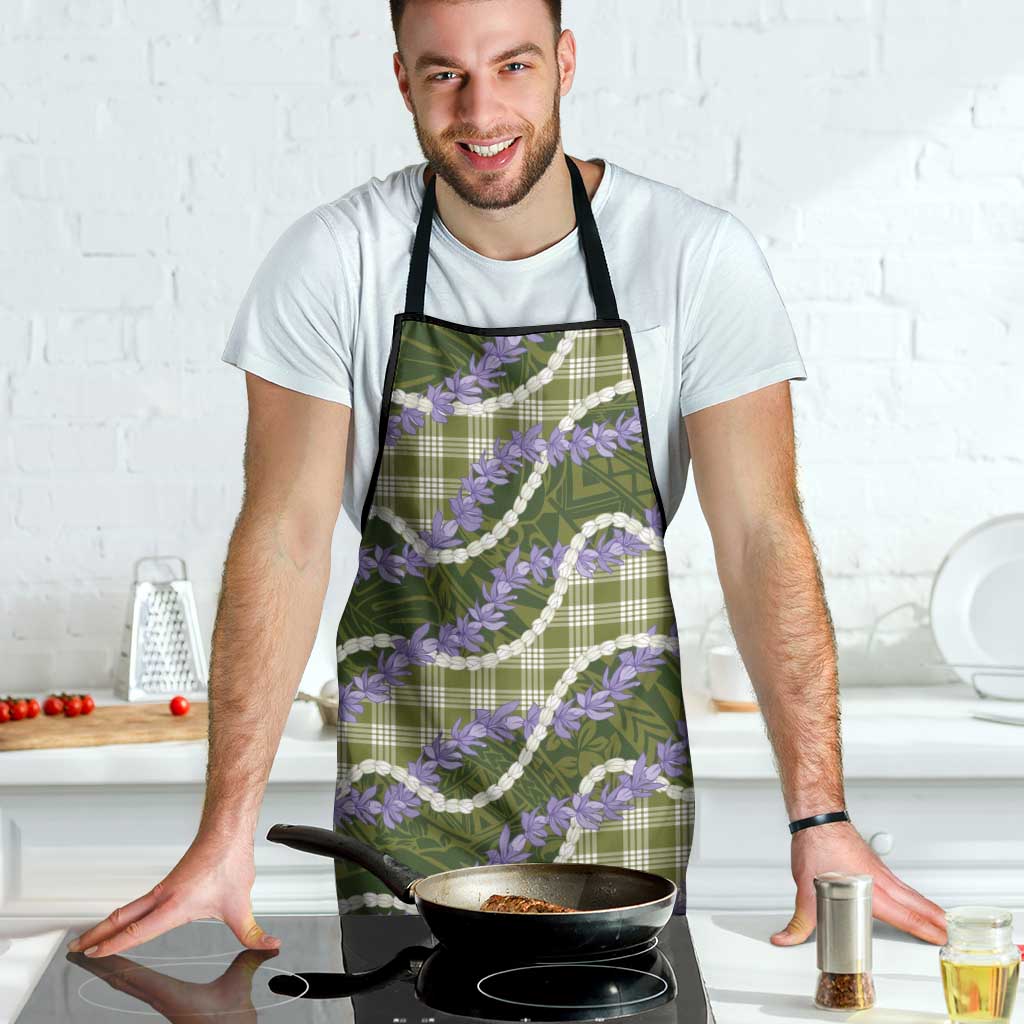 Green Hawaii Palaka Honohono Pikake Apron Hawaiian Orchid Lei Polynesian Pattern - Polynesian Pride