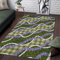 Green Hawaii Palaka Honohono Pikake Area Rug Hawaiian Orchid Lei Polynesian Pattern - Polynesian Pride