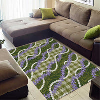 Green Hawaii Palaka Honohono Pikake Area Rug Hawaiian Orchid Lei Polynesian Pattern - Polynesian Pride