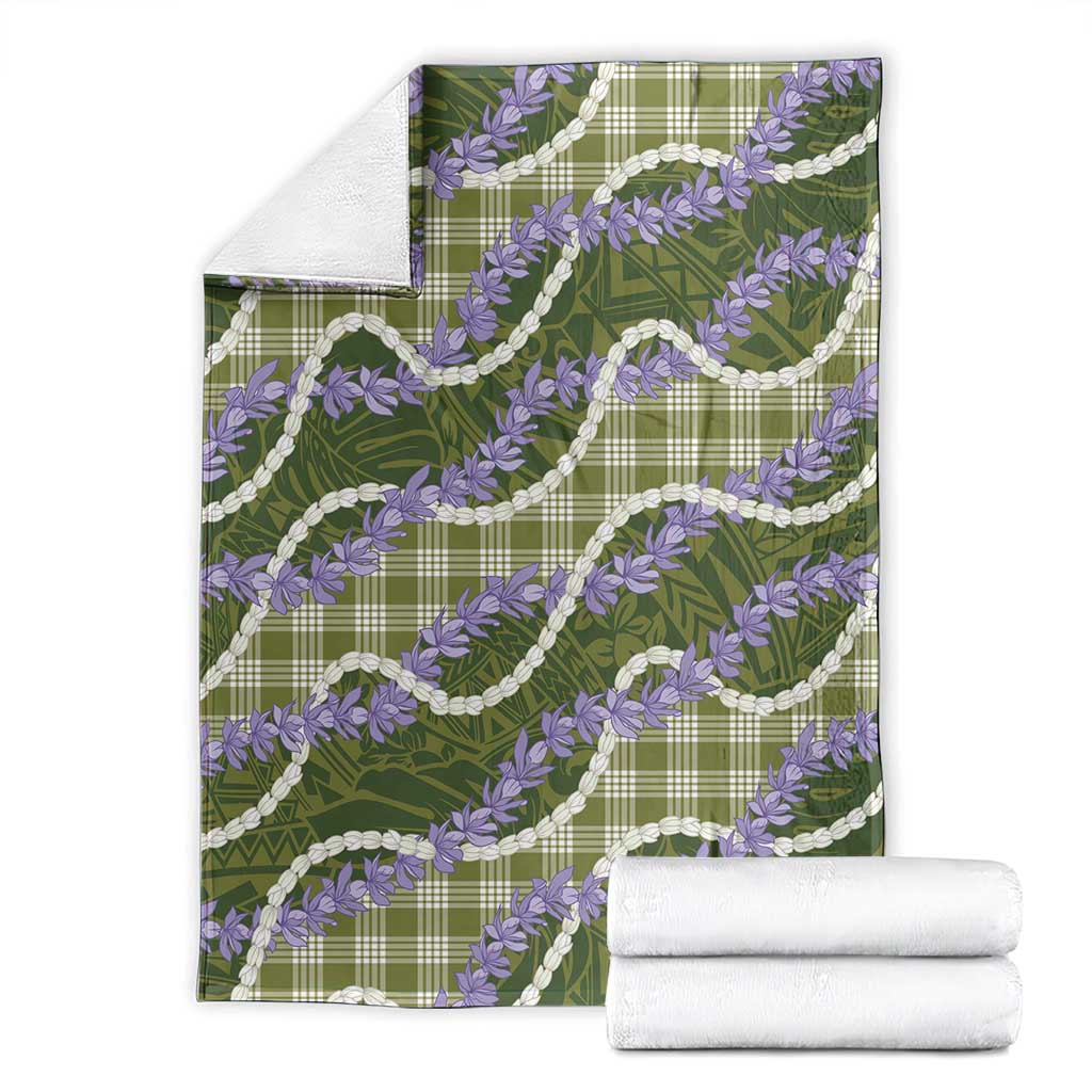 Green Hawaii Palaka Honohono Pikake Blanket Hawaiian Orchid Lei Polynesian Pattern - Polynesian Pride