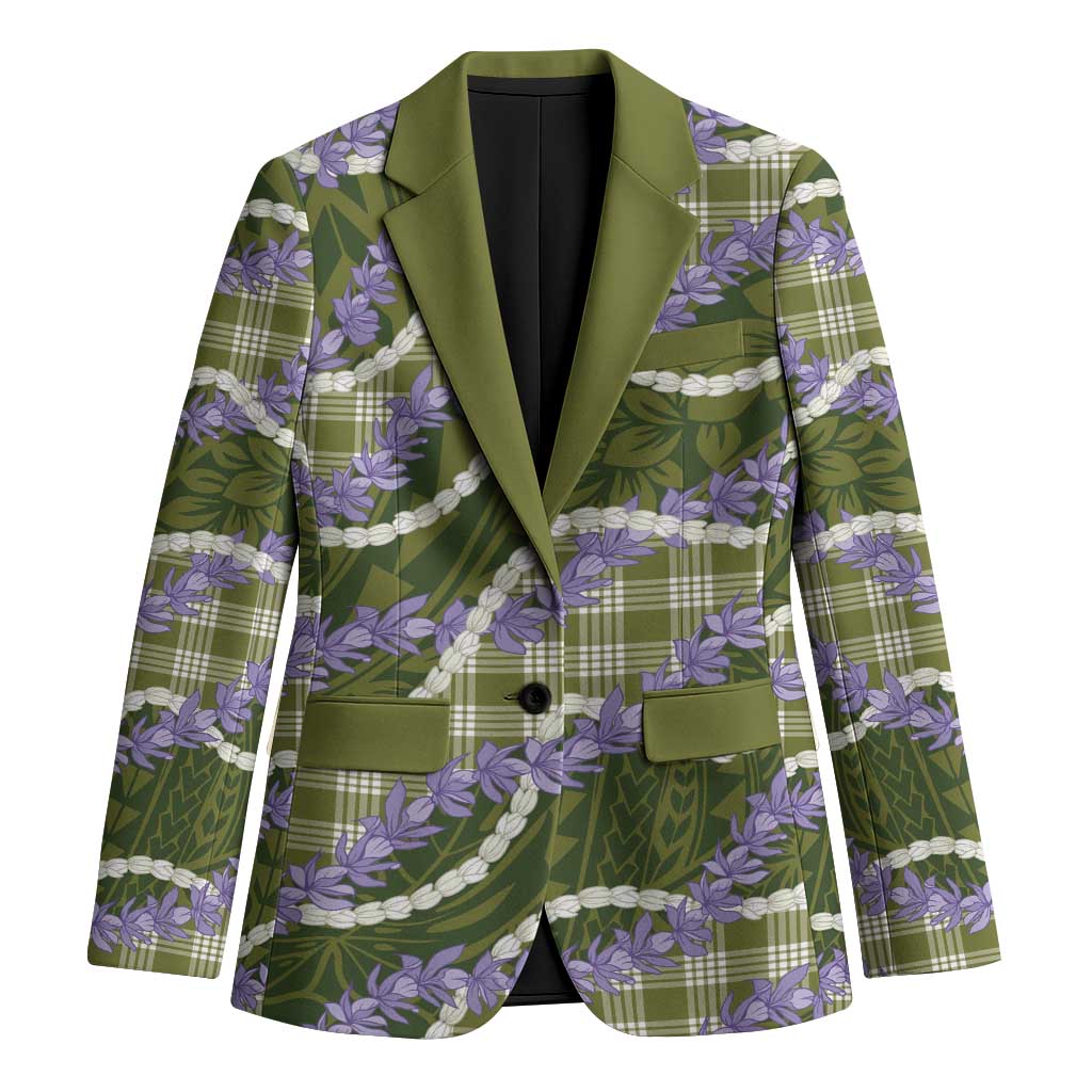 Green Hawaii Palaka Honohono Pikake Blazer Hawaiian Orchid Lei Polynesian Pattern - Polynesian Pride
