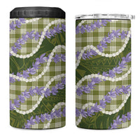 Green Hawaii Palaka Honohono Pikake 4 in 1 Can Cooler Tumbler Hawaiian Orchid Lei Polynesian Pattern - Polynesian Pride