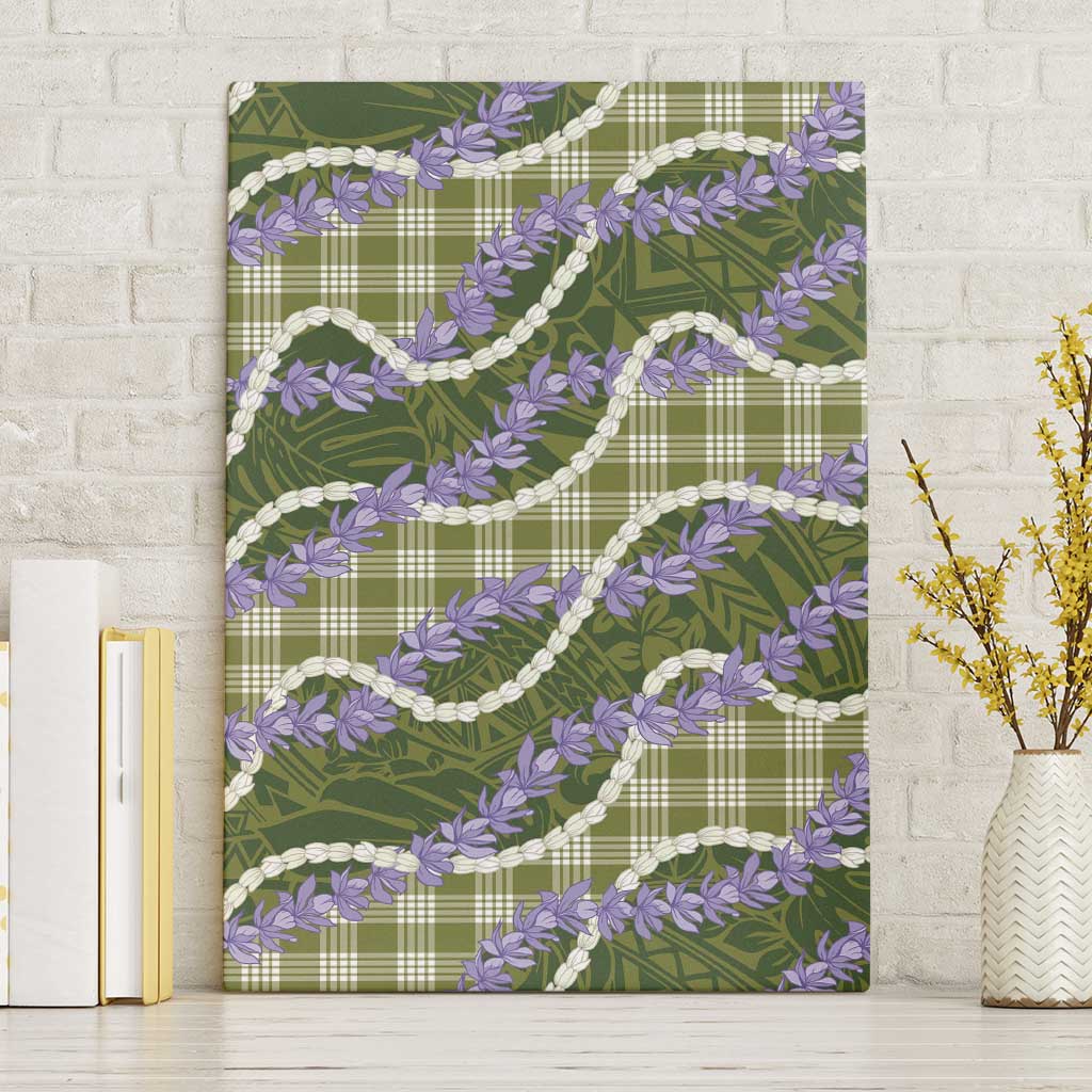 Green Hawaii Palaka Honohono Pikake Canvas Wall Art Hawaiian Orchid Lei Polynesian Pattern - Polynesian Pride