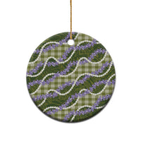 Green Hawaii Palaka Honohono Pikake Ceramic Ornament Hawaiian Orchid Lei Polynesian Pattern - Polynesian Pride