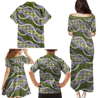 Green Hawaii Palaka Honohono Pikake Family Matching Puletasi and Hawaiian Shirt Hawaiian Orchid Lei Polynesian Pattern - Polynesian Pride