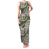 Green Hawaii Palaka Honohono Pikake Family Matching Tank Maxi Dress and Hawaiian Shirt Hawaiian Orchid Lei Polynesian Pattern - Polynesian Pride