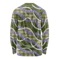 Green Hawaii Palaka Honohono Pikake Long Sleeve Shirt Hawaiian Orchid Lei Polynesian Pattern - Polynesian Pride