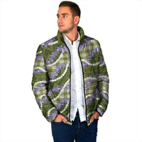 Green Hawaii Palaka Honohono Pikake Padded Jacket Hawaiian Orchid Lei Polynesian Pattern - Polynesian Pride