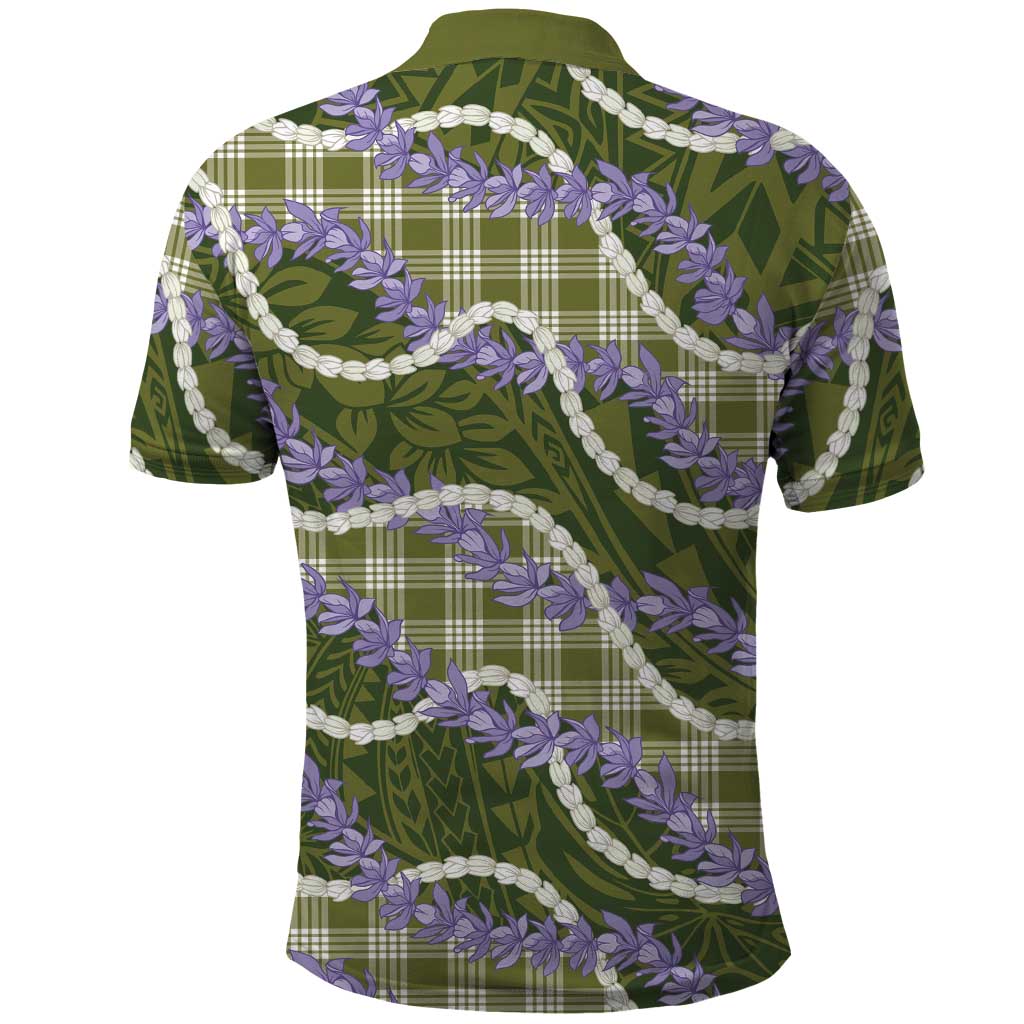 Green Hawaii Palaka Honohono Pikake Polo Shirt Hawaiian Orchid Lei Polynesian Pattern - Polynesian Pride