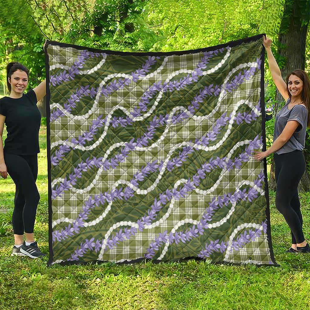 Green Hawaii Palaka Honohono Pikake Quilt Hawaiian Orchid Lei Polynesian Pattern - Polynesian Pride