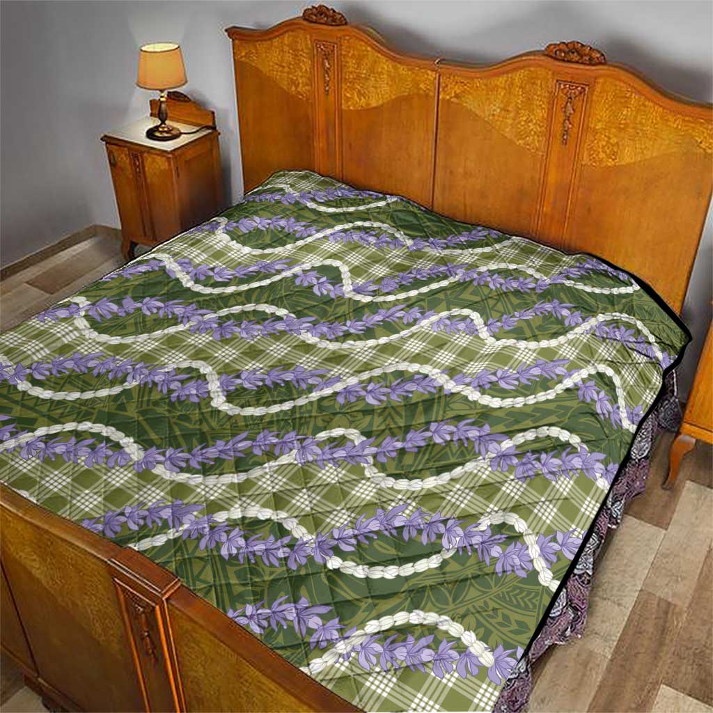 Green Hawaii Palaka Honohono Pikake Quilt Hawaiian Orchid Lei Polynesian Pattern - Polynesian Pride