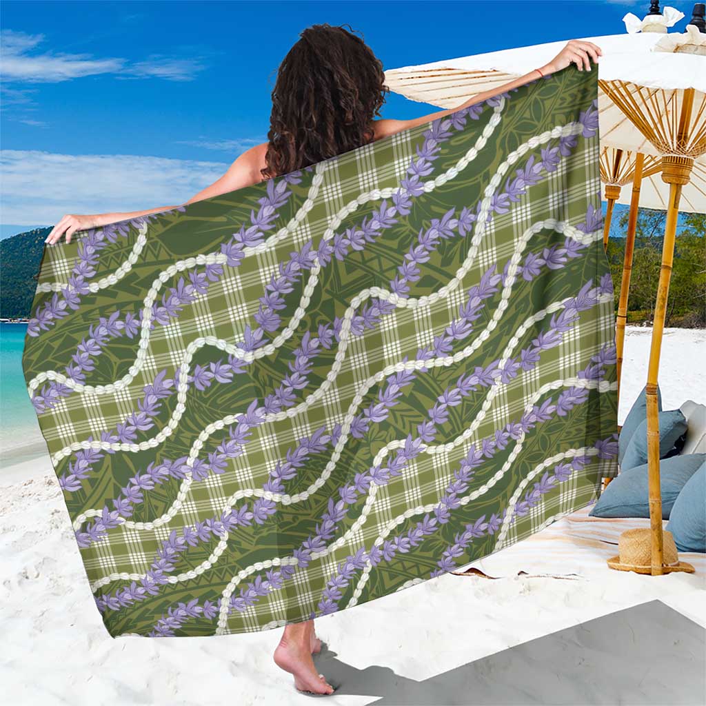 Green Hawaii Palaka Honohono Pikake Sarong Hawaiian Orchid Lei Polynesian Pattern LT14 One Size 44 x 66 inches Green - Polynesian Pride