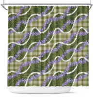 Green Hawaii Palaka Honohono Pikake Shower Curtain Hawaiian Orchid Lei Polynesian Pattern - Polynesian Pride