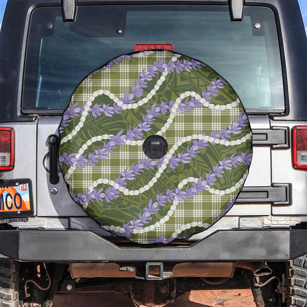 Green Hawaii Palaka Honohono Pikake Spare Tire Cover Hawaiian Orchid Lei Polynesian Pattern - Polynesian Pride