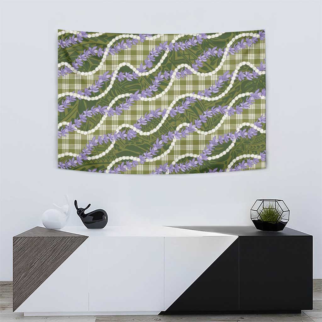 Green Hawaii Palaka Honohono Pikake Tapestry Hawaiian Orchid Lei Polynesian Pattern - Polynesian Pride