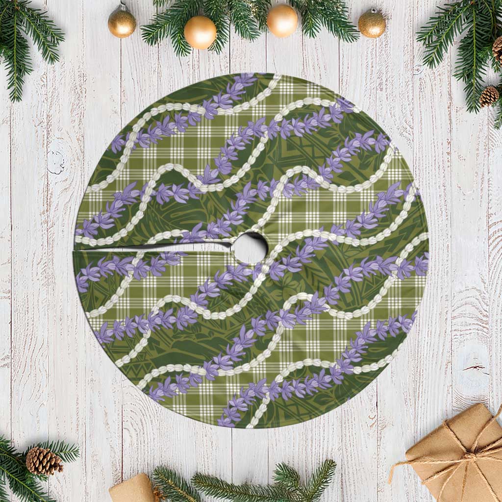 Green Hawaii Palaka Honohono Pikake Tree Skirt Hawaiian Orchid Lei Polynesian Pattern LT14 Casual Green - Polynesian Pride