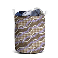 Brown Hawaii Palaka Honohono Pikake Laundry Basket Hawaiian Orchid Lei Polynesian Pattern - Polynesian Pride