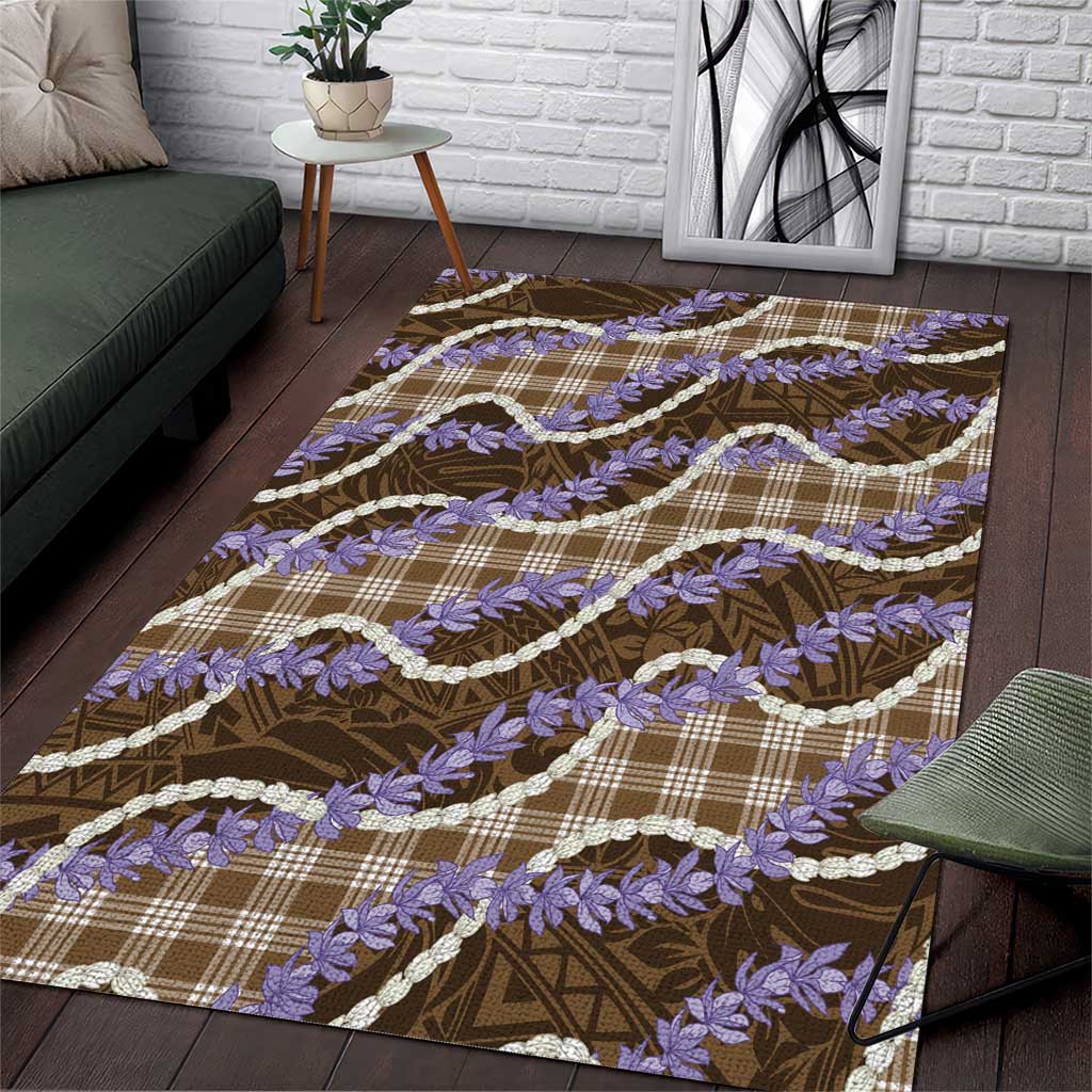 Brown Hawaii Palaka Honohono Pikake Area Rug Hawaiian Orchid Lei Polynesian Pattern - Polynesian Pride