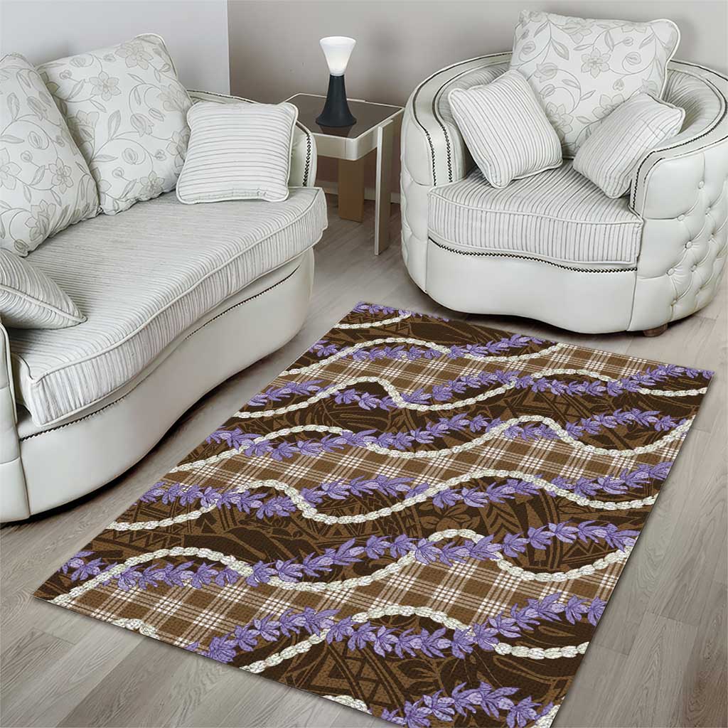 Brown Hawaii Palaka Honohono Pikake Area Rug Hawaiian Orchid Lei Polynesian Pattern - Polynesian Pride