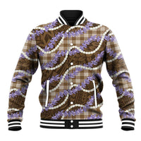 Brown Hawaii Palaka Honohono Pikake Baseball Jacket Hawaiian Orchid Lei Polynesian Pattern - Polynesian Pride