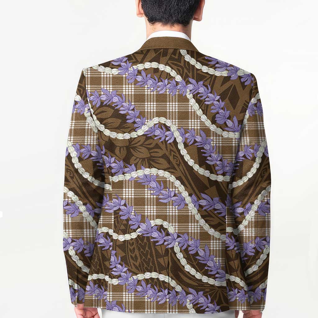 Brown Hawaii Palaka Honohono Pikake Blazer Hawaiian Orchid Lei Polynesian Pattern - Polynesian Pride