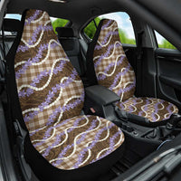 Brown Hawaii Palaka Honohono Pikake Car Seat Cover Hawaiian Orchid Lei Polynesian Pattern - Polynesian Pride