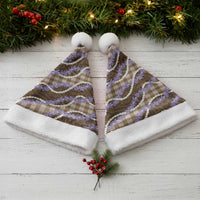 Brown Hawaii Palaka Honohono Pikake Christmas Santa Hat Hawaiian Orchid Lei Polynesian Pattern - Polynesian Pride