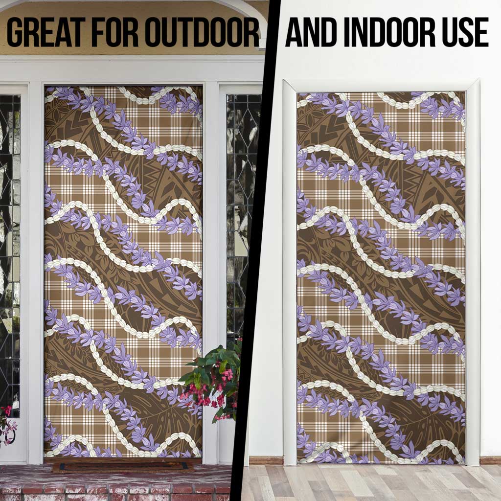 Brown Hawaii Palaka Honohono Pikake Door Cover Hawaiian Orchid Lei Polynesian Pattern - Polynesian Pride