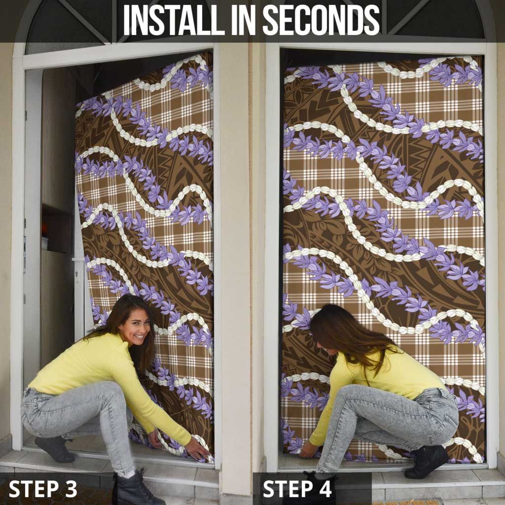 Brown Hawaii Palaka Honohono Pikake Door Cover Hawaiian Orchid Lei Polynesian Pattern - Polynesian Pride
