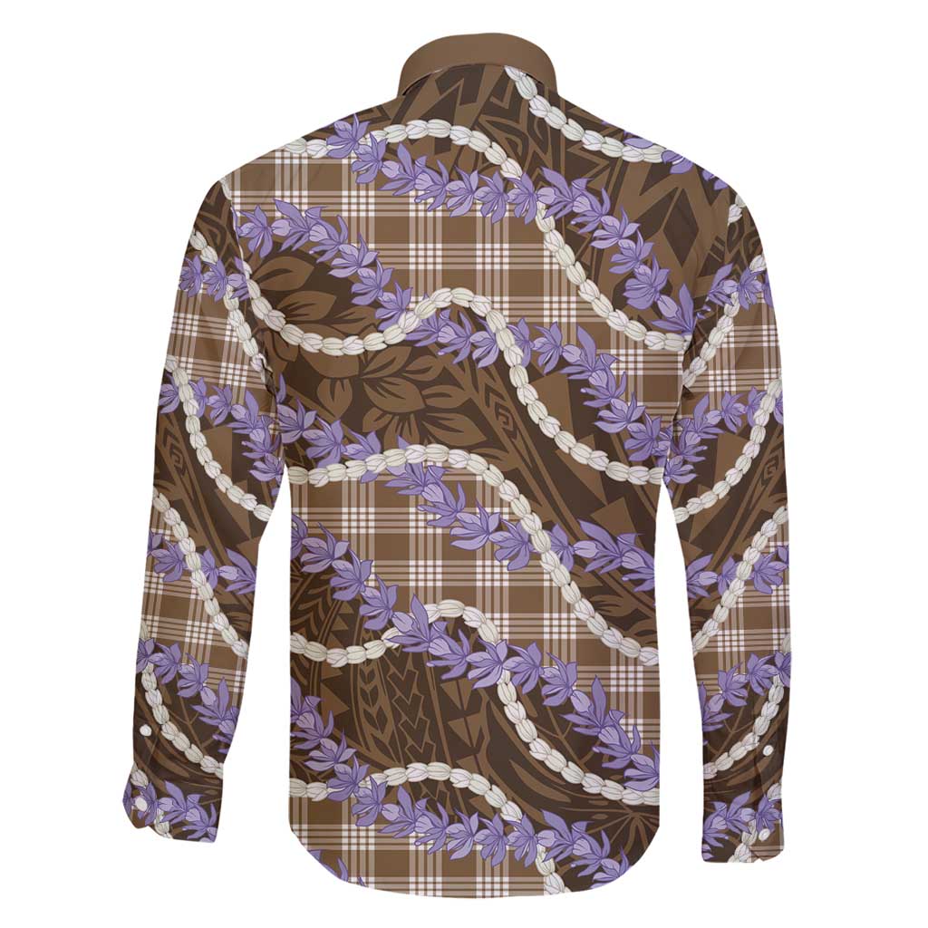 Brown Hawaii Palaka Honohono Pikake Family Matching Short Sleeve Bodycon Dress and Hawaiian Shirt Hawaiian Orchid Lei Polynesian Pattern - Polynesian Pride