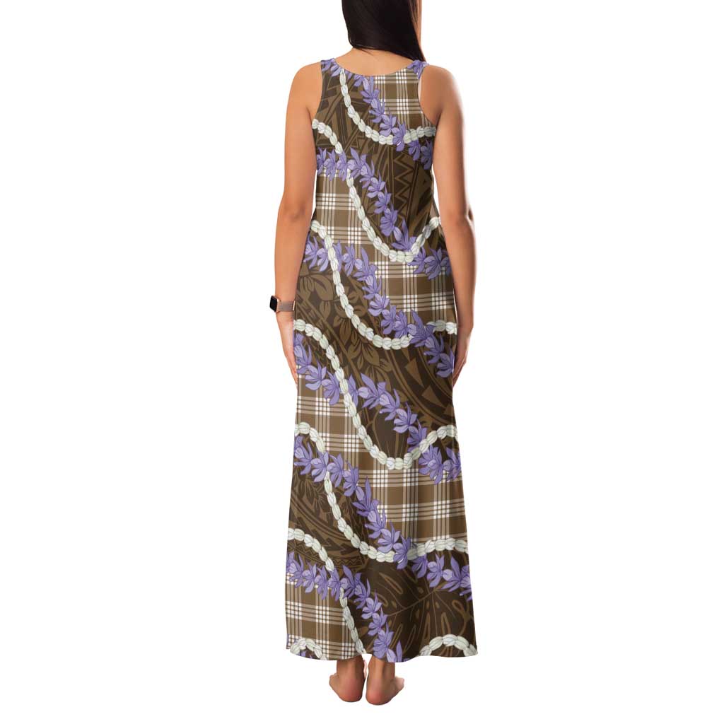 Brown Hawaii Palaka Honohono Pikake Family Matching Tank Maxi Dress and Hawaiian Shirt Hawaiian Orchid Lei Polynesian Pattern - Polynesian Pride