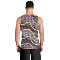 Brown Hawaii Palaka Honohono Pikake Men Tank Top Hawaiian Orchid Lei Polynesian Pattern - Polynesian Pride