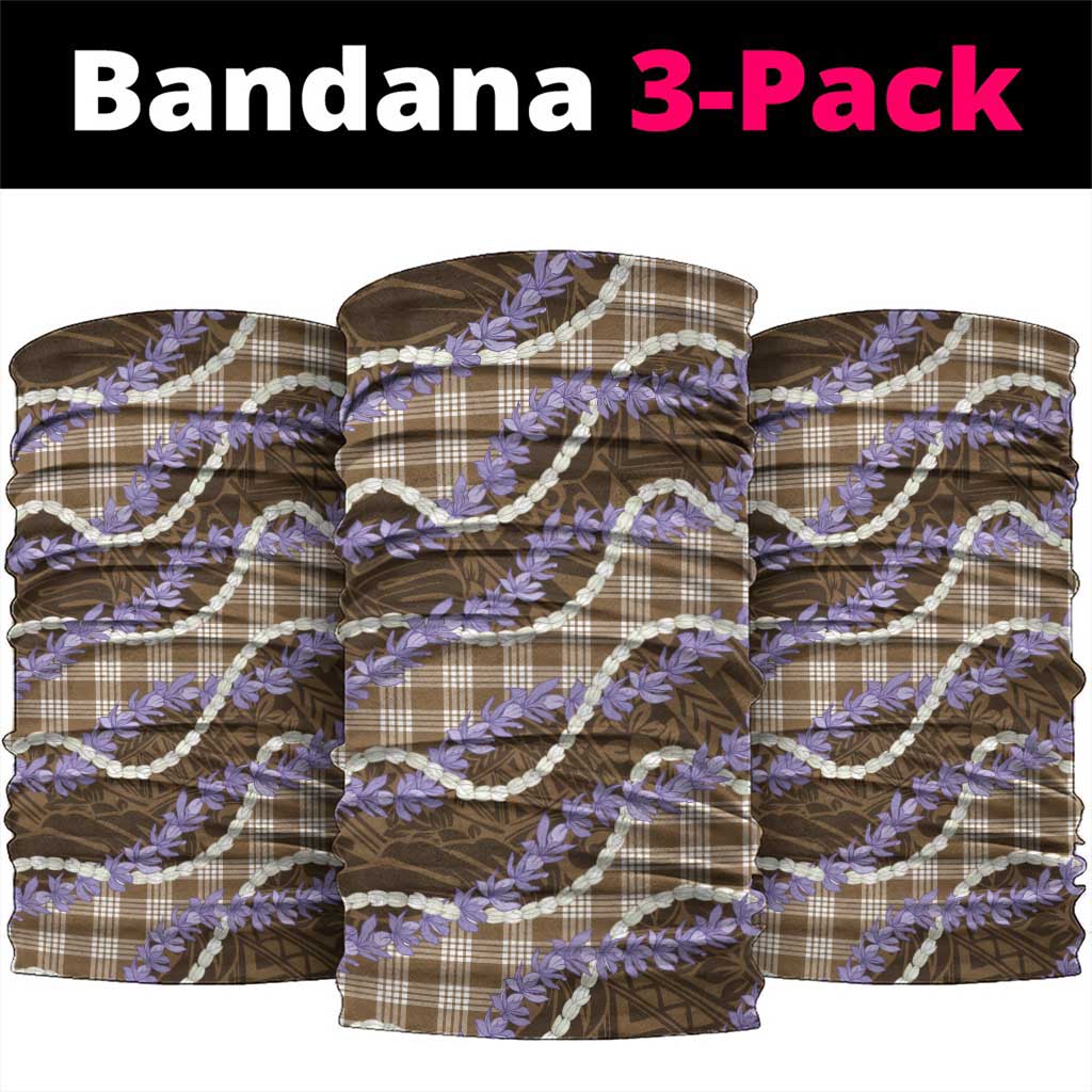Brown Hawaii Palaka Honohono Pikake Neck Gaiter Hawaiian Orchid Lei Polynesian Pattern - Polynesian Pride