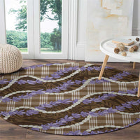 Brown Hawaii Palaka Honohono Pikake Round Carpet Hawaiian Orchid Lei Polynesian Pattern - Polynesian Pride