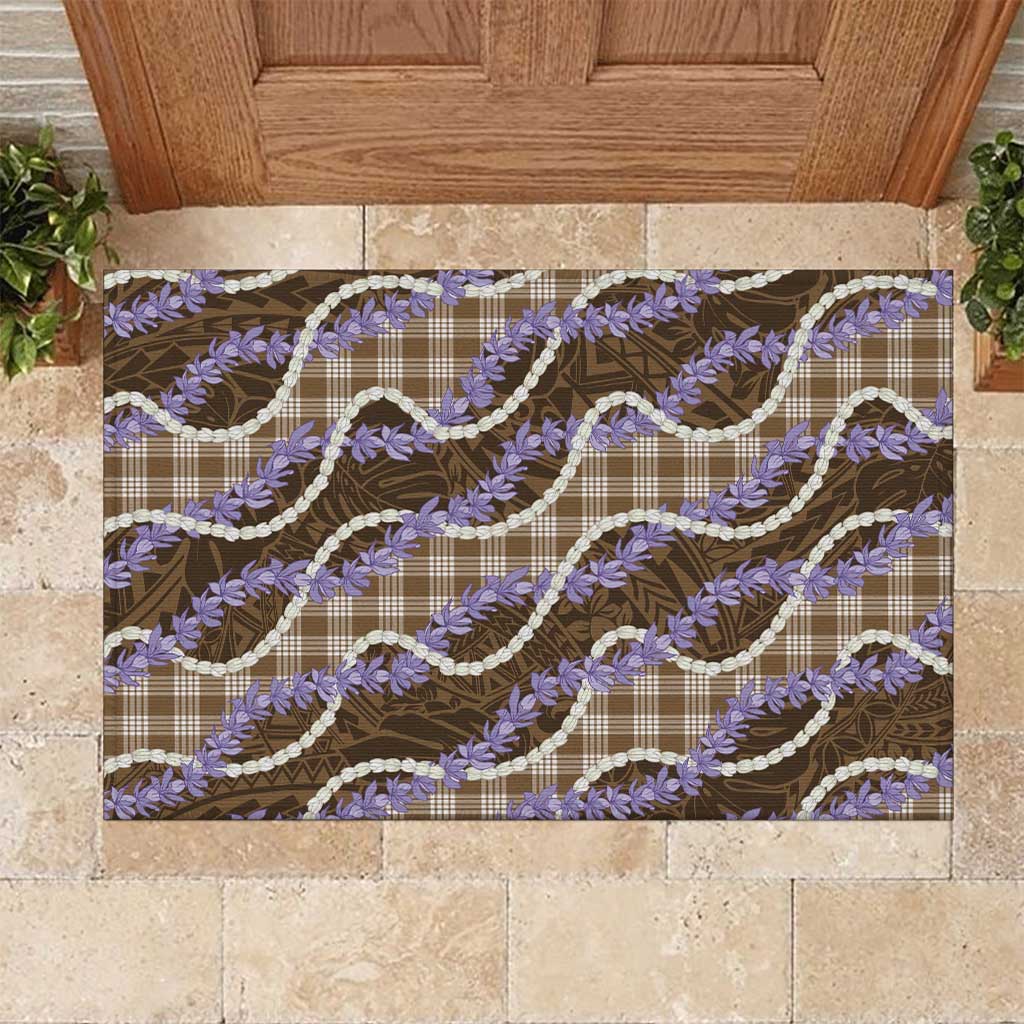 Brown Hawaii Palaka Honohono Pikake Rubber Doormat Hawaiian Orchid Lei Polynesian Pattern LT14 Brown - Polynesian Pride