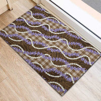 Brown Hawaii Palaka Honohono Pikake Rubber Doormat Hawaiian Orchid Lei Polynesian Pattern - Polynesian Pride
