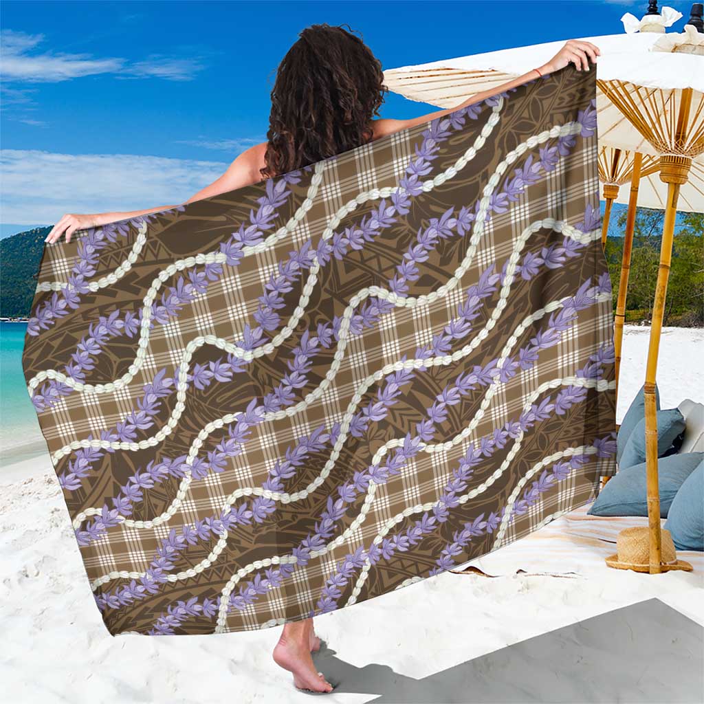 Brown Hawaii Palaka Honohono Pikake Sarong Hawaiian Orchid Lei Polynesian Pattern LT14 One Size 44 x 66 inches Brown - Polynesian Pride